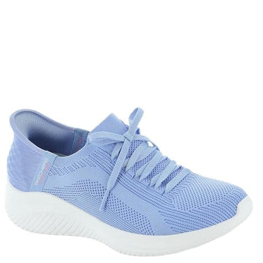 Skechers Women's Brilliant Path Ultra Flex 3.0 BRILLIANT Path, Periwinkle Knit/Pink Trim, 38.5 EU on Sale